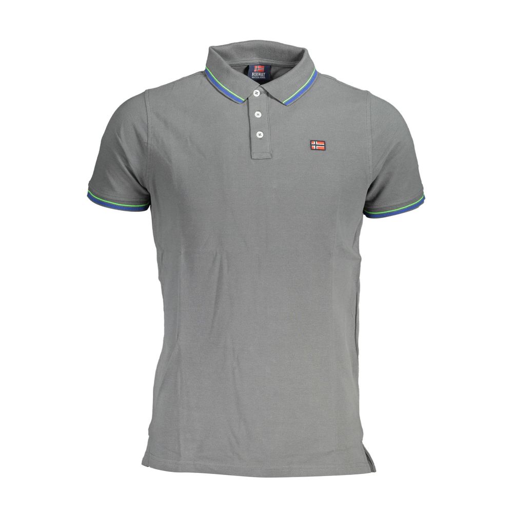 Norway 1963 Elegant Gray Cotton Polo with Contrasting Details