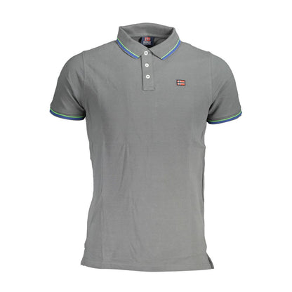 Norway 1963 Elegant Gray Cotton Polo with Contrasting Details