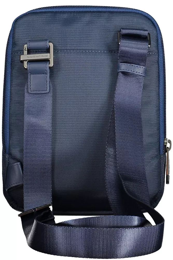 Piquadro Eco-Conscious Blue Shoulder Bag with Logo Accent