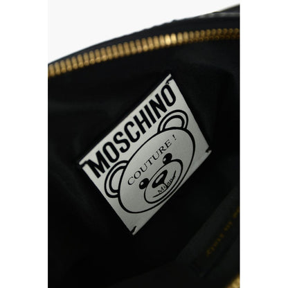 Moschino Couture Chic Teddy Bear Print Clutch with Calfskin Strap