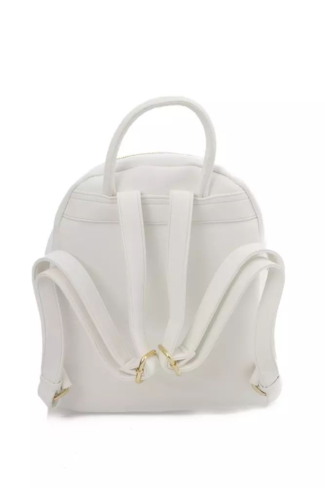 Baldinini Trend White Elegance Backpack with Golden Accents