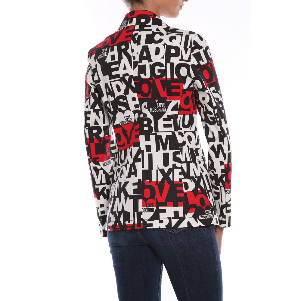 Chic Monochrome Love Moschino Jacket with Pops of Red