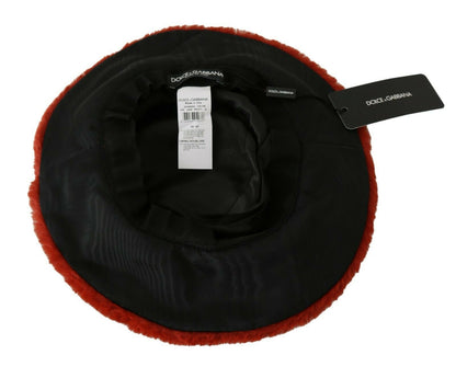 Dolce & Gabbana Elegant Red Bucket Cap with Logo Detailing