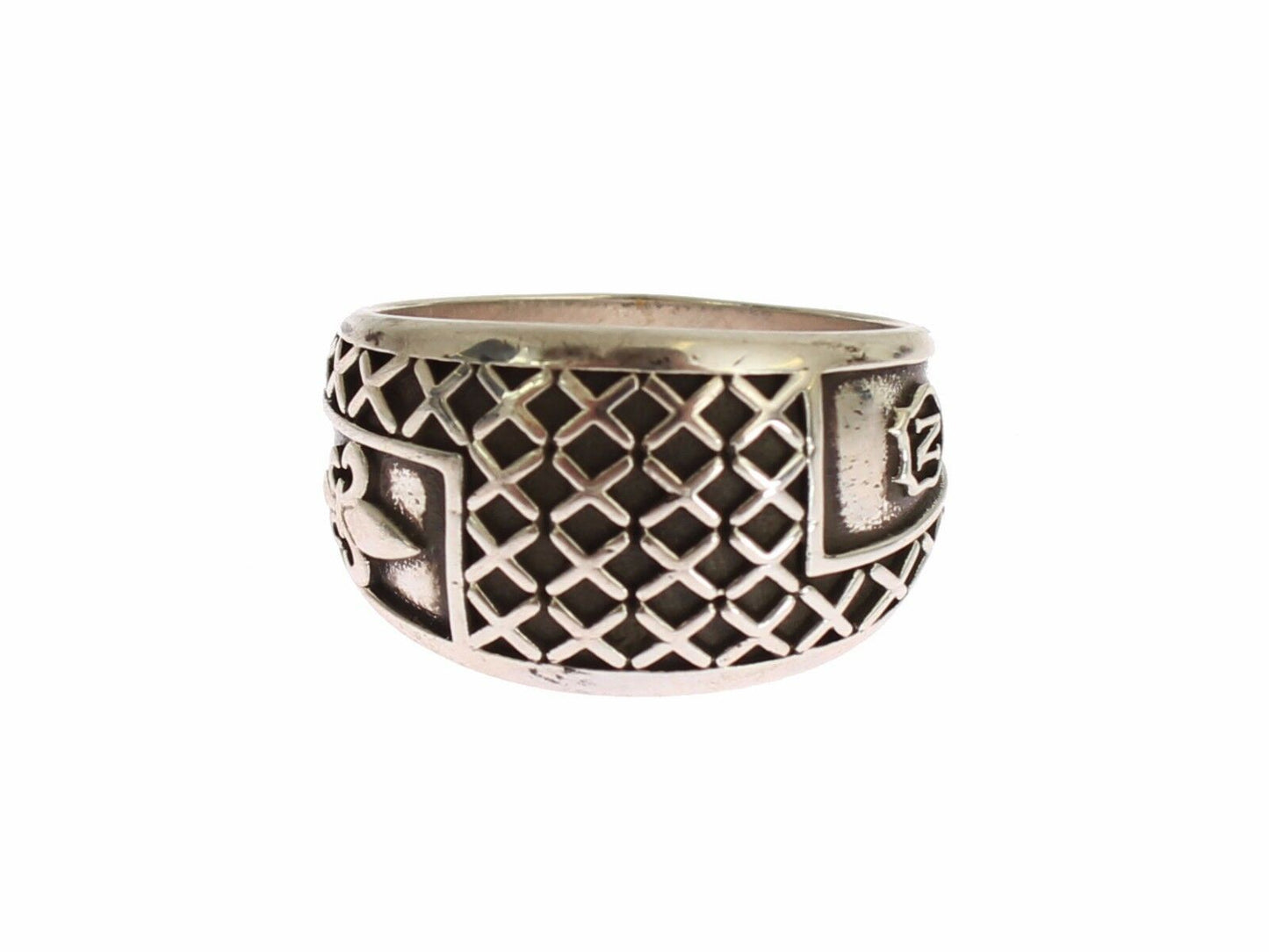 Nialaya Elegant Silver Band with Black Accents