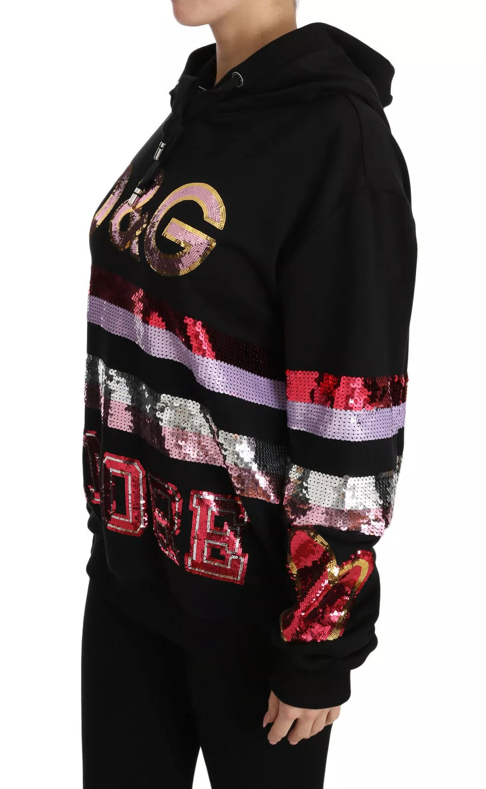 Dolce & Gabbana DG Sequined Hooded Pullover Sweater