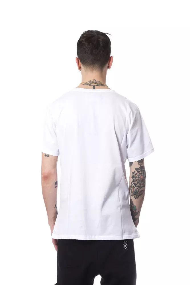 Nicolo Tonetto Elegant White Round Neck Printed Tee