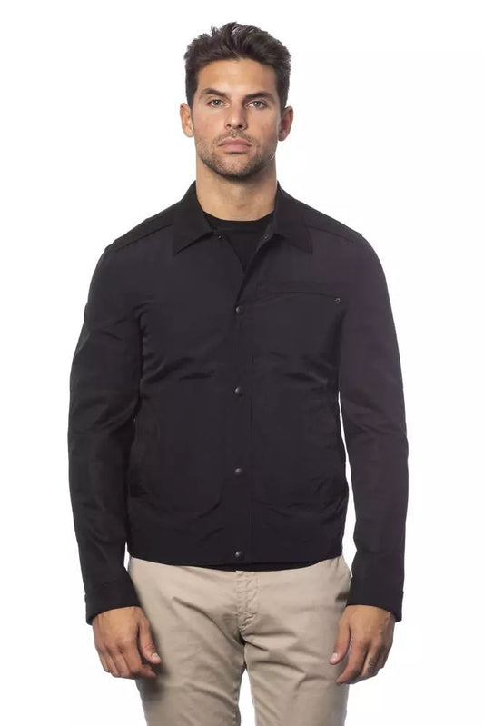 Verri Sleek Black Cotton Blend Bomber Jacket