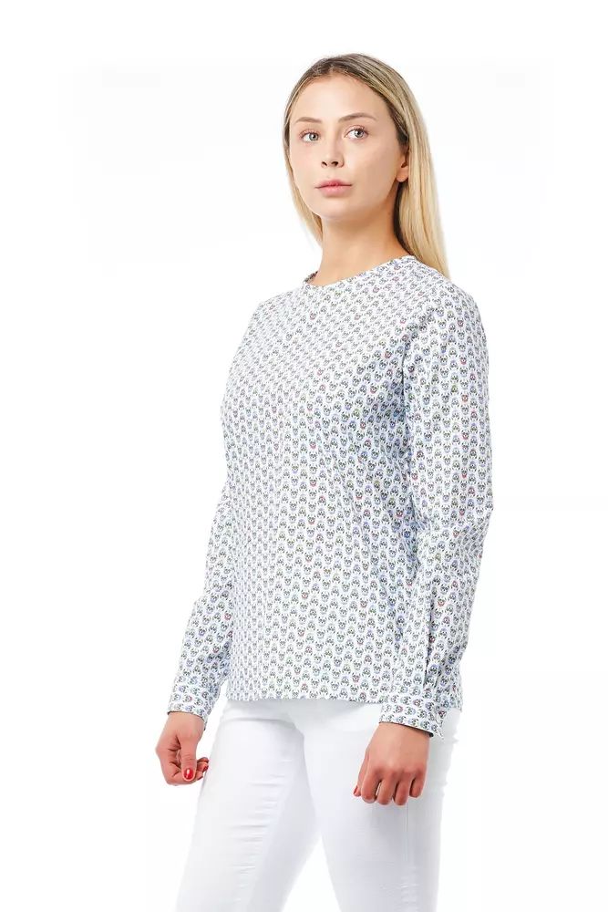 Bagutta Skull Print Round Neck Cotton Blouse