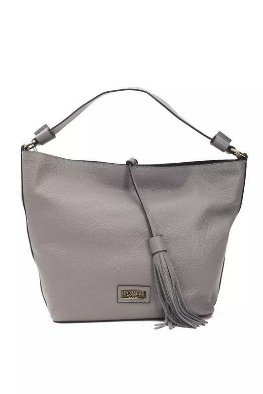 Pompei Donatella Chic Gray Leather Shoulder Bag - Adjustable Strap