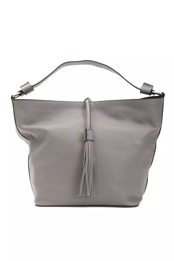 Pompei Donatella Chic Gray Leather Shoulder Bag - Adjustable Strap