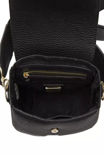 Pompei Donatella Elegant Black Leather Crossbody Bag