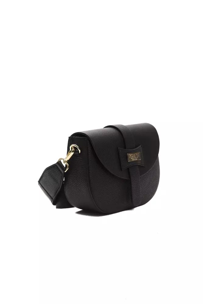 Pompei Donatella Elegant Black Leather Crossbody Bag