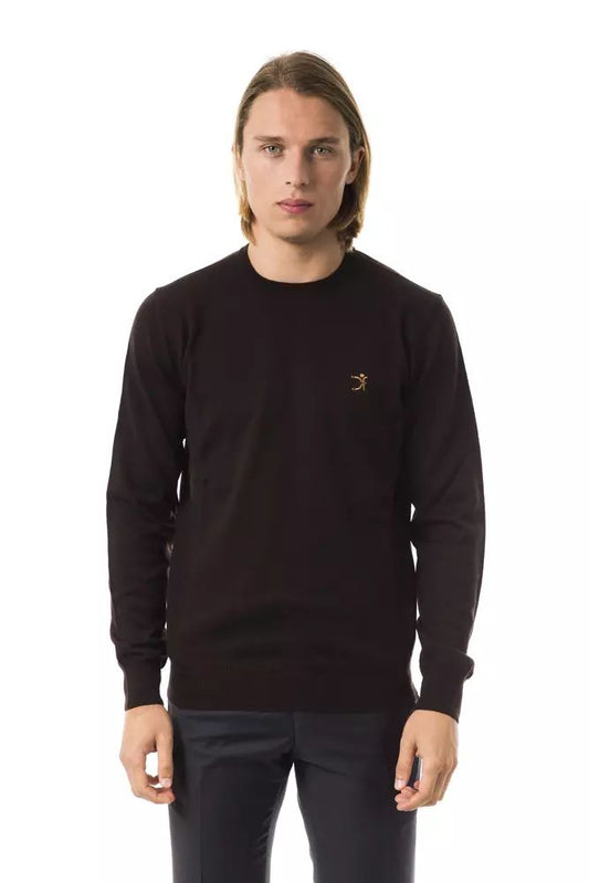 Uominitaliani Embroidered Merino Wool Crew Neck Sweater