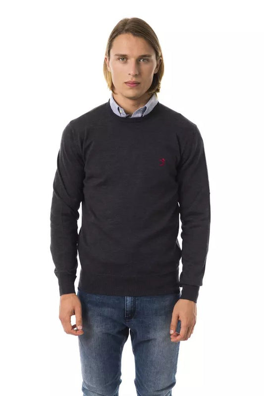 Uominitaliani Embroidered Crew Neck Merino Wool Sweater