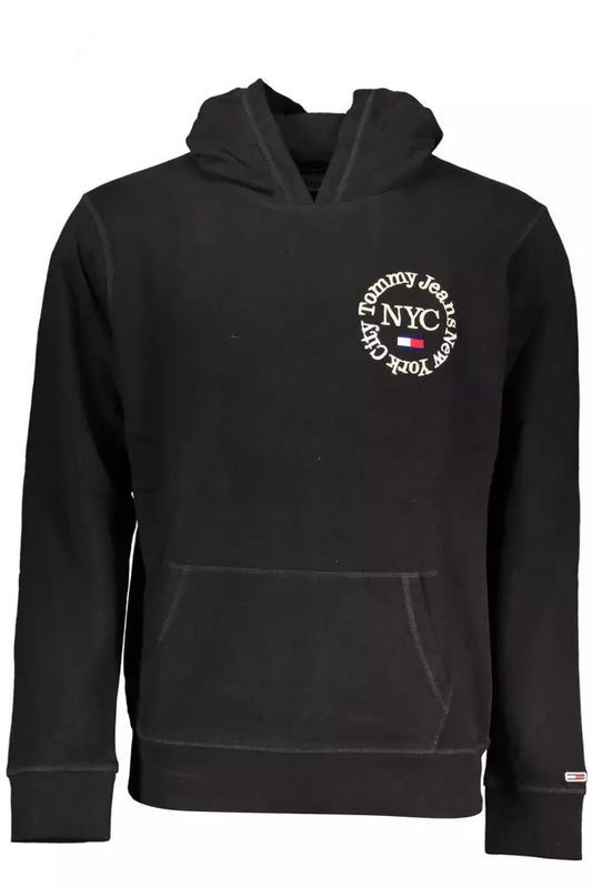 Tommy Hilfiger Elegant Black Hooded Sweatshirt with Embroidered Logo