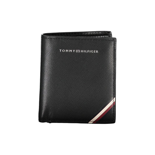 Tommy Hilfiger Sleek Black Leather Wallet with Contrasting Details