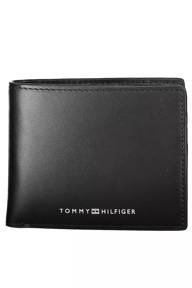 Tommy Hilfiger Elegant Black Leather Wallet with Logo Detail