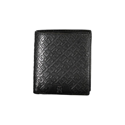 Tommy Hilfiger Sleek Black Leather Dual-Compartment Wallet