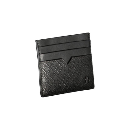Tommy Hilfiger Sleek Black Leather Card Holder with Contrast Detail